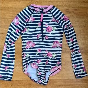 Ruffle Butts Striped Floral One Piece